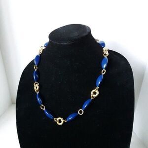 Vintage Trifari Women's Blue Gold Tone Necklace
